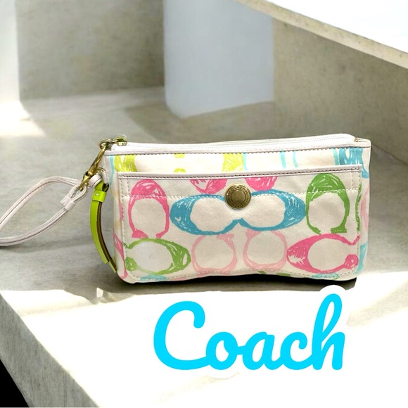 Coach Handbags - Coach Multicolor Wristlet Clutch